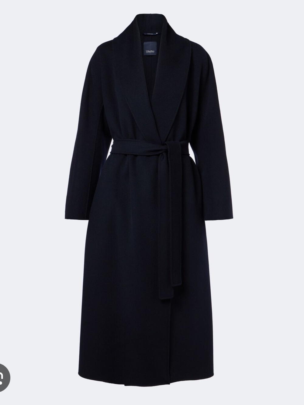 Navy Max Mara, virgin wool long line belted coat, new with tags.